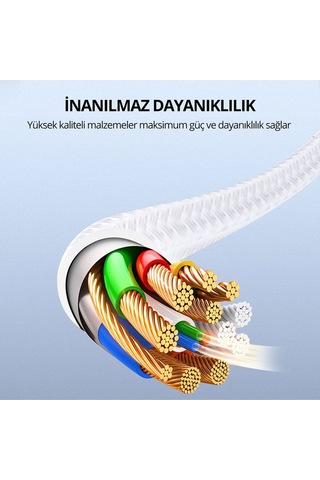 Aukey Cb-cd45-wh Pd Naylon Örgülü Type-c Type-c Şarj Kablosu 0.9m