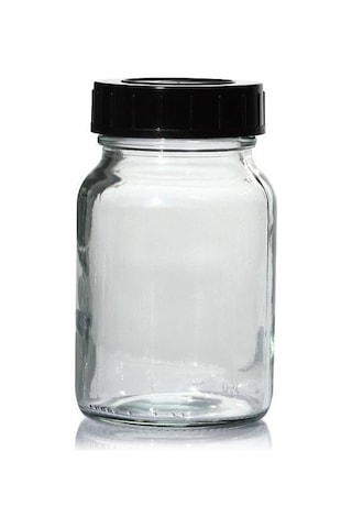 Şeffaf Cam Geniş Boyunlu Numune Şişesi 250 Ml