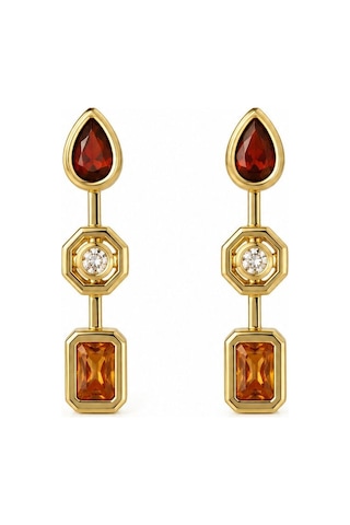 Taşlı Sallantılı Küpe -625 Gold