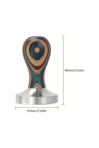 Motion003 58mm Kahve Dübeli Alıkısscafe Premium Kahve Dizgisi 304 Paslanmaz Çelik Çıkarılabilir Düz Taban Renkli Ahşap Sap Espresso Demleme Aracı Ahşap