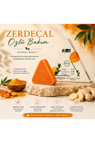 Kojic Turmeric Ginger Sabunu Leke Karşıtı Aydınlatıcı Cilt Tonu Eşitleyici Katı Sabun 100 Gr