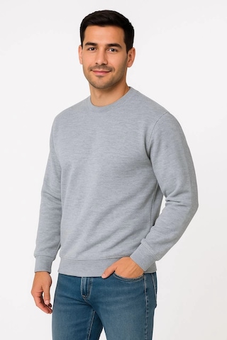 Barlashive Erkek 3 İplik Pamuklu Düz Bisiklet Yaka Sweatshirt - Gri Çok Renkli