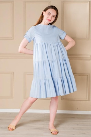 Pastelastore Kadın Yazlık Pamuk Kısa Elbise 1108 Bebe Mavisi
