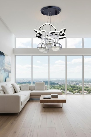 Helen 5 Top Led Sarkıt Avize,siyah,3 Renk Yanabilen Led Avize, Modern Salon Oda Led Avize