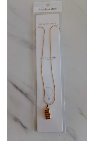 Şehrazat Handmade Külçe Tasarimli Gold Çelik Kolye Altın