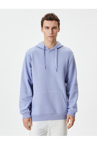 Koton Kapşonlu Sweatshirt Kanguru Cep Detaylı Uzun Kollu Lila 4wam70239mk Lila