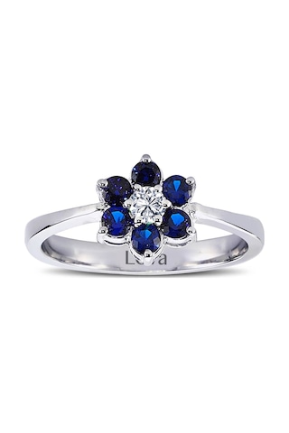 Lova Pırlantalı Safir Papatya Yüzük - 1020247