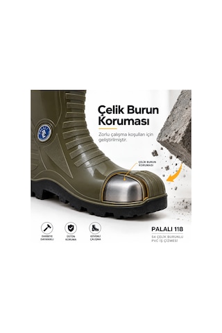 118 S4 Çelik Burunlu Pvc İş Çizmesi Tarım Hayvancılık Sanayi İnşaat Veteriner Çizmesi Palalı 118 S4
