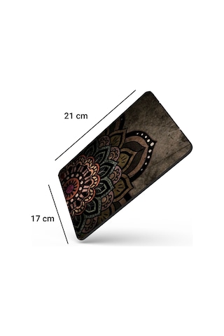 Sonictouch Mandala Desenli Kahverengi Çiçekli Kaydırmaz Gaming Oyuncu Dikişsiz Mouse Pad/ped 17x21cm