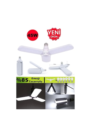 Pervane Ampül 45 W 3 Kollu Katlanır Pervane Led Ampül Tasarruflu Kanatlı Led Diğer