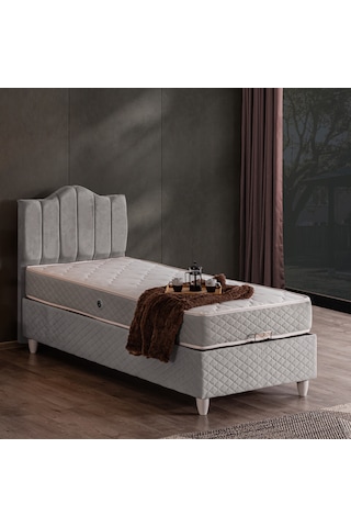 Trend Tek Kişilik Baza Başlık Letto Yatak Seti Gri 90 x 200