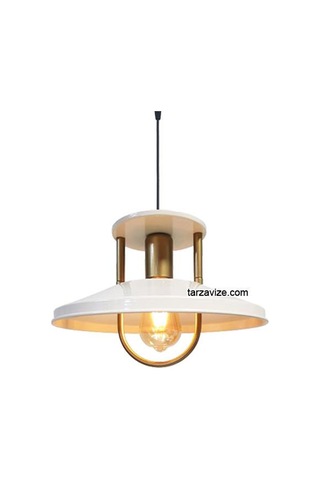 Tarzavize Trt39 Dekoratif Beyaz Tekli Retro Modern Sarkıt Avize Beyaz