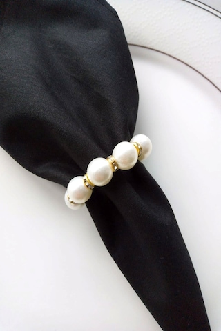 6 Adet Gold Taş Detaylı Inci Peçete Yüzüğü