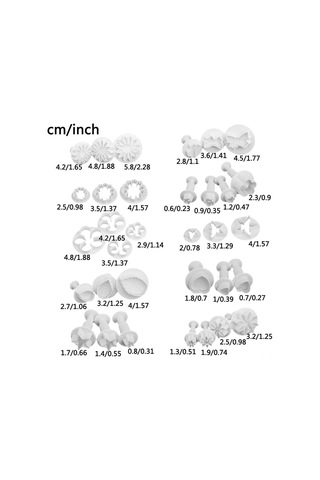 Honmex 33 Parça Gıda Grade Plastik Pasta Kalıbı Seti - Çiçek, Yıldız, Kalp Desenli Pasta Ve Kurabiye Kesici Beyaz