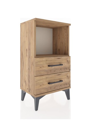 Arges Komodin Tek Raflı 2 Çekmeceli 44x30x80 Çam-çam Çam