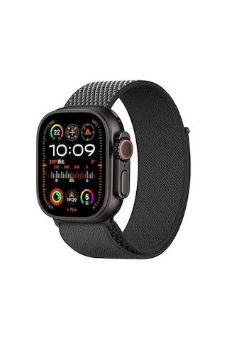 Watch 44mm Uyumlu Kordon Wiwu Wb501 Cloudflex Serisi Hasır Örgü Strap Kayış Siyah