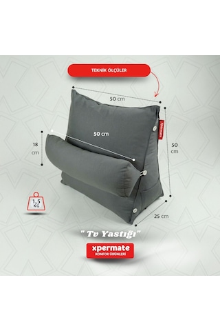 Xpermate Sırt, Bel, Boyun Destekli TV Okuma Yastığı Ameliyat Sonrası Antrasit