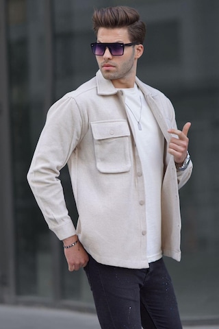 Madmext Bej Oversize Oduncu Erkek Gömlek 6709 Bej