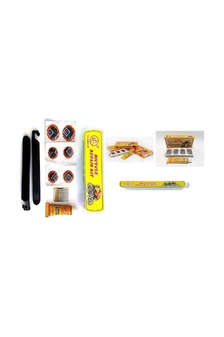 Levyeli Mini Yama Seti + 48 Li Yama Seti Bisiklet Lastik Yaması Siyah