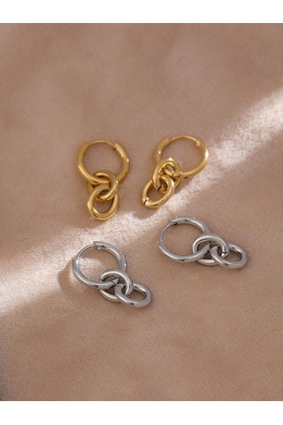 Gümüş Eetit Paslanmaz Çelik Yuvarlak Sıradışı Damla Küpe Kadınlar İçin Çok Renkli