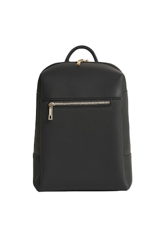 Sırt Çantası Kadın Deri Gold Detay Geniş Hacimli Altın Fermuarlı siyah