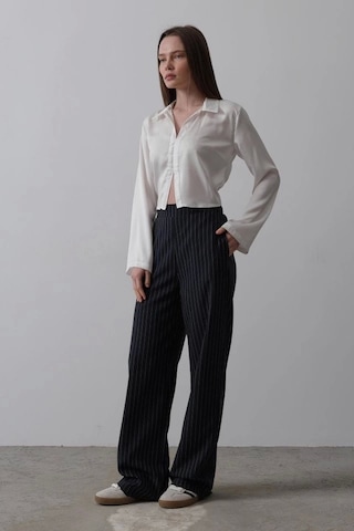 Defymoda Beli Yarım Lastikli Palazzo Pantolon - Lacivert-beyaz Lacivert-beyaz Lacivert - Beyaz