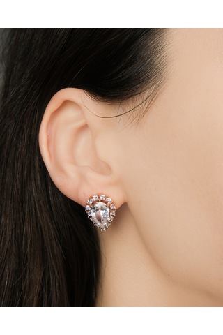 Lekka Design Kadın Kararmaz Çelik Lüks Takı Damla Zirkon Taşlı Şık Abiye Küpe Altın