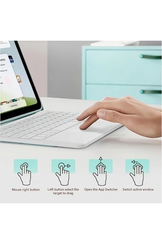 Honeybeeshop İpad Uyumlu 10 11 Nesil A16 İçin Klavyeli Kılıf 7 Renkli Aydınlatmalı Çıkarılabilir Klavye Ve Dokunmatik Ped İpad Uyumlu 9 8 10 11 Pro 1 4 Nesil Air 3 4 5 İçin Siyah