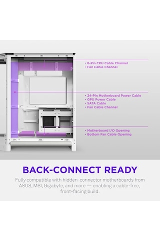 Nzxt H6 Rgb+ Cc-h62fw-p1 Dual-chamber Gaming Mid-tower Pc Kasası Beyaz