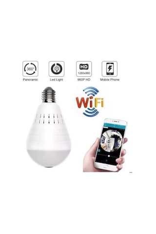 Ip Kamera 360 Derece Balıkgözü Panoramik Ampul Wifi P2p Ağ Kamera Cmr8