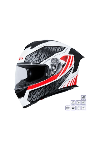 Gp Kompozit Mks008-rwrb Yarış Spoiler Güneş Vizörlü Şeffaf Full Face Motosiklet Kaskı Çok Renkli