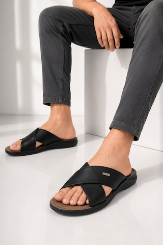 Daye 45008 Hafif Yumuşak Tabanlı Comfort Jelli Çapraz Bant Erkek Terlik Siyah
