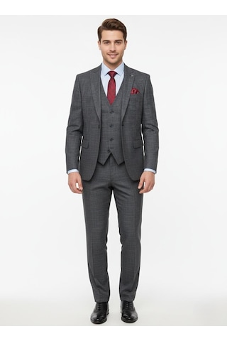 Presto Erkek Slimfit 6 Drop Yelekli Takım Elbise Siyah 786-022 Siyah