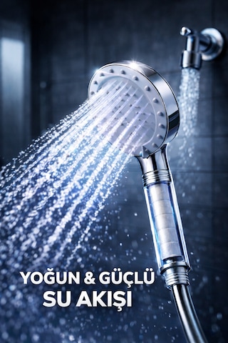 Lüx Fonksiyonlu Premium Duş Başlığı Gri