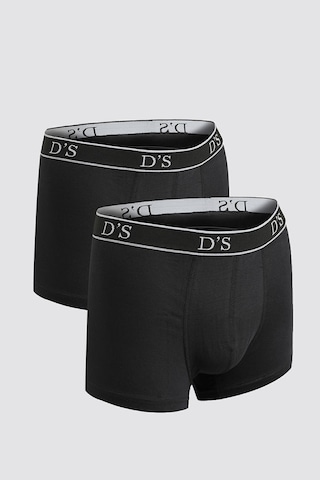 D's Damat Beli Lastikli Marka Logolu Likralı Esneyebilen 2'li Boxer Set - Siyah 4HC44ORTBS02