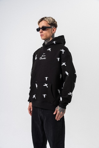 Respire Erkek Far From Basic Baskılı Kapüşonlu Oversize Hoodie Siyah