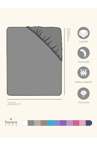 Favora Battal Boy Lastikli Penye Çarşaf - Gri