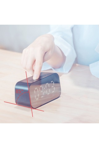 Yunboo Siyah Mini Bluetooth Hoparlör - Yüksek Kaliteli Ses, Ayna Ekranlı Saat Ve Alarm, 3w Güç, 10m Kablosuz Ölçek