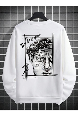 Adrift Manfinity Emrg Figure & Letter Graphic Sweatshirt Beyaz Beyaz