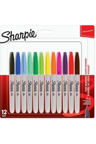 Sharpie Markör Permanent Fine Karışık Renk 12 Li 2065404 Çok Renkli