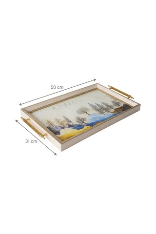 1025 Krem Tepsi 50x31x4 Cm Çok Renkli
