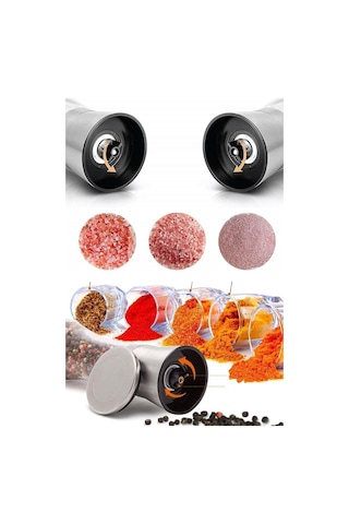 Seramik Bıçaklı Baharat ve Tuz Değirmeni Öğütücü Krom - 2 Adet