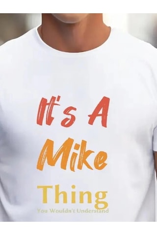 Defymoda Erkek It Is A Mike Thing Baskılı Erkek T-shirt Beyaz