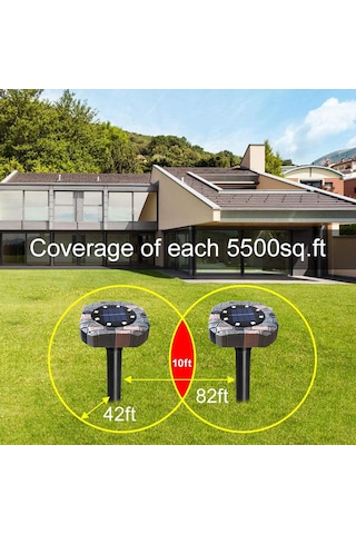 Skycity Güneş Enerjili Ultrasonik Fare/haşere Kovucu, Led Toprak Lambası, Kare Beyaz Işık, 2'li Set - Çocuk Güvenli, 200-400m² Kapsama