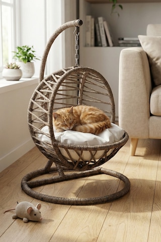 Reyo Pet Lüxperi Kedi Salıncağı & Kedi Yatağı & Kafesi 38x45x65 Cm Kahve