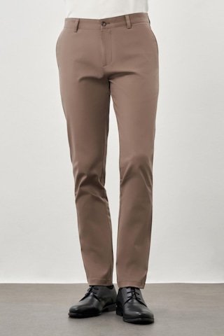 İmza Haki Kendinden Desenli Bez Ayağı Pamuklu Yan Cep Slim Fit Casual Pantolon 1003245168 Haki