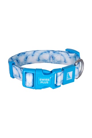 Swissplus Urban Paws Sky Marble Recycled Köpek Tasması - 20 Mm Beyaz - Mavi