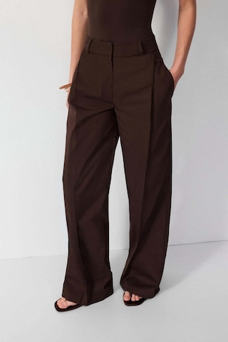 Vatkalı Pileli Wide Leg Pantolon-16651 Kahverengi