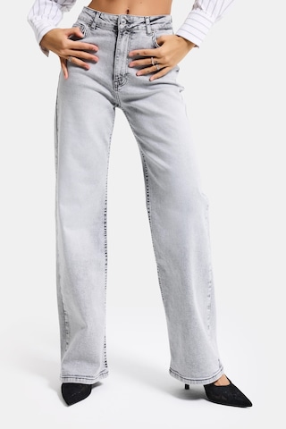 it's basic Kadın Gri Renk 4s6-12 Straight Fit Yüksek Bel Elastan Kumaş Denim Jean