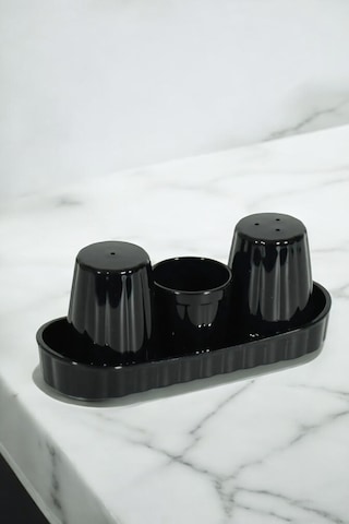 Gastroplast Tuzluk Biberlik 3'lü Set Siyah Pc Polikarbon , Kirilmaz Plastik . Siyah